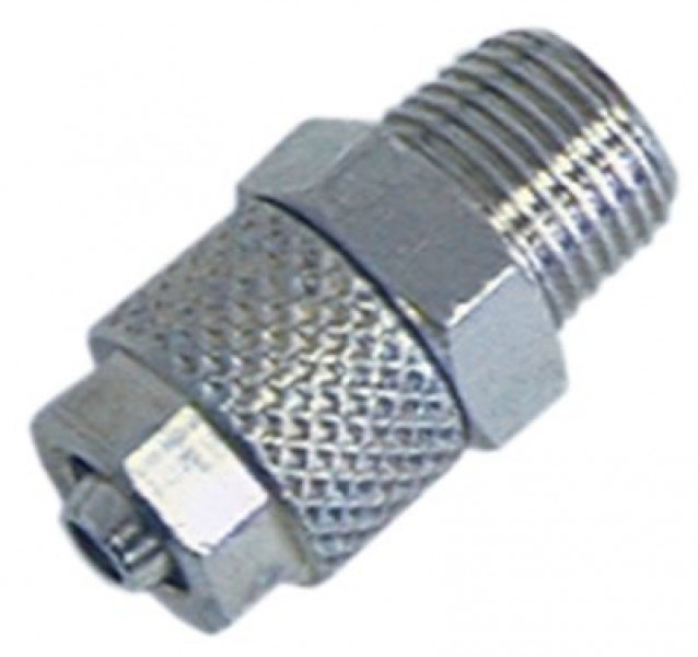 Резьбовое соединение труб никелированная латунь  прямой резьба 1/8" ø шланга 6/8мм