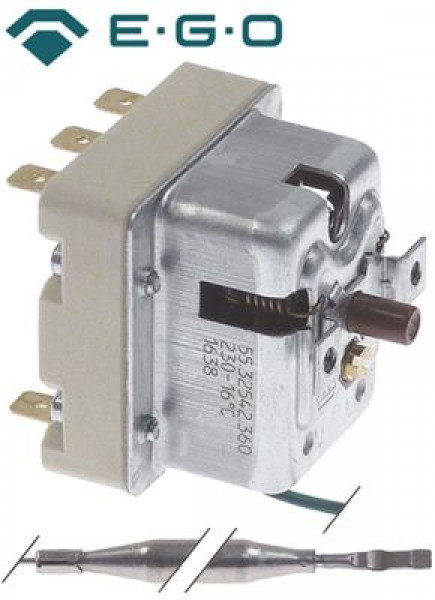 Термостат защитный темп. выкл. 230°C 3-полярн. 3NC 20А ø датчик 6мм Д датчик 89мм