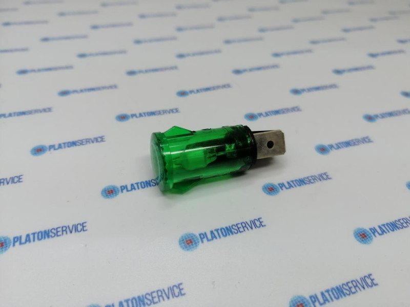 Лампочка сигнальная ø 12мм 230В зелён. присоединение плоский штекер 6,3 мм синус