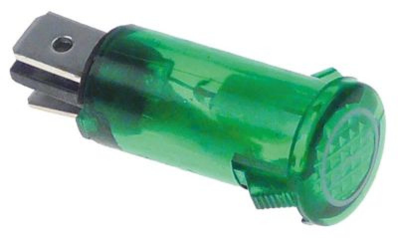 Лампочка сигнальная ø 12мм 230В зелён. присоединение плоский штекер 6,3 мм синус