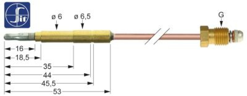 Термоэлемент M9x1 Д 320мм гнездовой наконечник ø6,0(6,5) мм