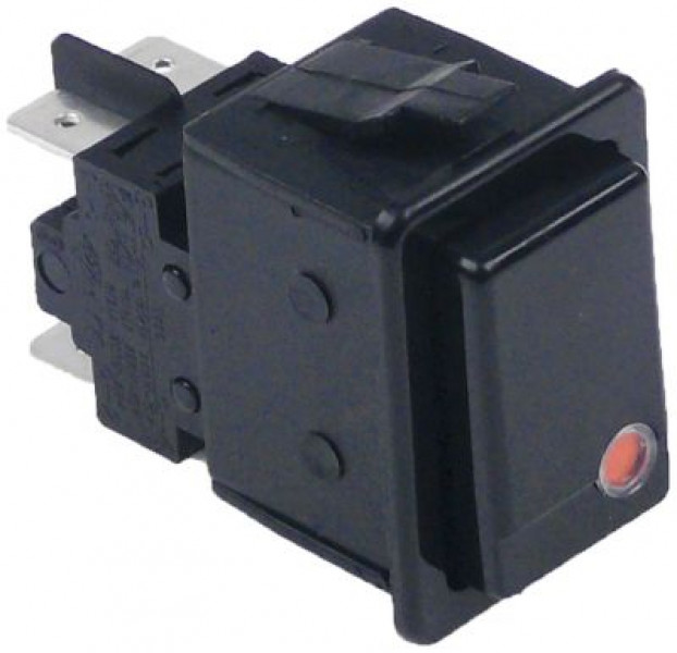 Выключатель кнопочный монтажные размеры 34x23 мм чёрн. 2NO 250В присоединение плоский штекер 6,3 мм