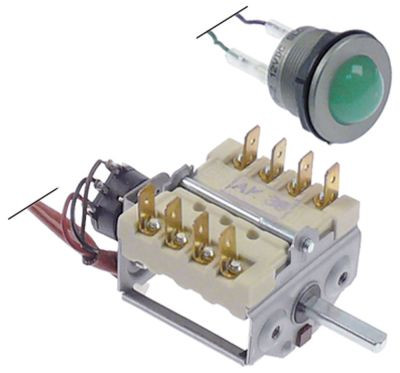 Выключатель кулачковый 16А последовательность включения 0-1 ø ось 6x4,6мм