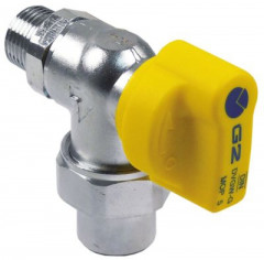 Кран шаровой углов. вход 3/4″ внешн. резьба выход 3/4″ внутр. резьба DN20 допуск DVGW хром газ