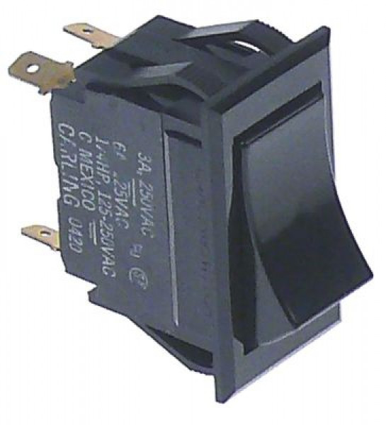 Выключатель балансирный чёрн. 1NC/1NO 250В присоединение плоский штекер 4,8 мм мм 40x22мм -