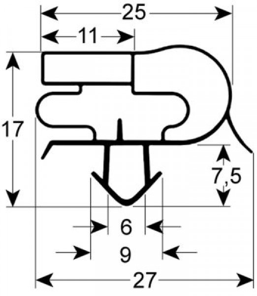 Уплотнитель изоляционный профиль 9167 Ш 565мм Д 1652мм посадочный размер Кол-во в уп-вке 1