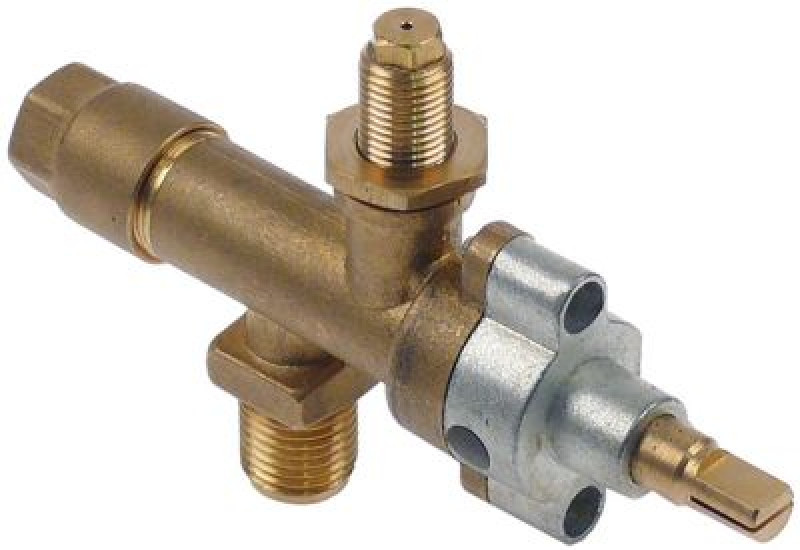 Кран газовый МЖ -мм вход для газа 1/4" слева выход для газа M10x1