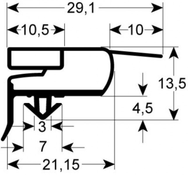 Уплотнитель изоляционный профиль 9773 Д 2500мм посадочный размер