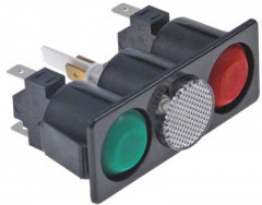 Комплект кнопок монтажные размеры 77x28 мм зелён/бел./красн. 1NO/лампа/1NO 250В