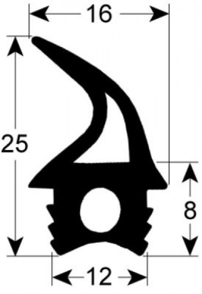 Уплотнитель дверной профиль 2714 Кол-во в уп-вке товар, продаваемый по метрам