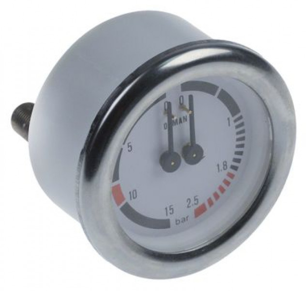 Манометр присоединение сзади резьба 1/8" ø 63мм двойная шкала диапазон давления 0-2,5 / 0-15бар