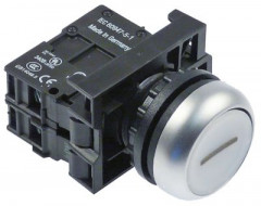 Выключатель нажимной кнопочный бел. 1NO нажим. вкл с подсветкой, 10-30 В  - монтажные размеры ø22 мм