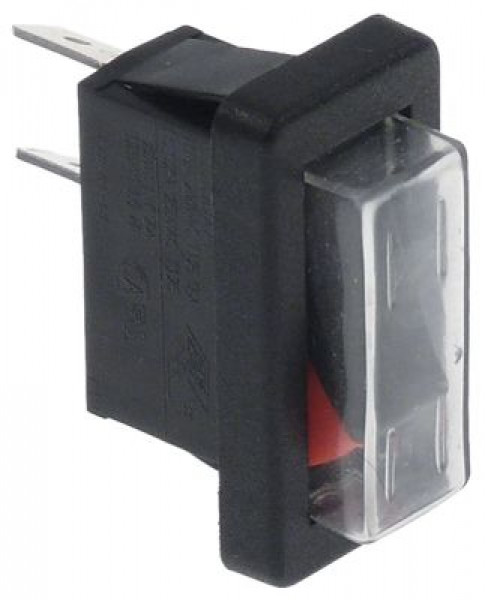 Выключатель балансирный монтажные размеры 26,5x12 мм чёрн./красн. 1NO 250В