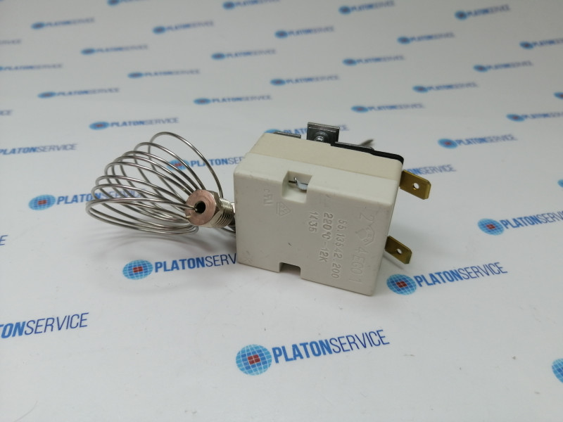 Термостат защитный темп. выкл. 220°C 1-полярн. 1NO 16А ø датчик 6мм Д датчик 77мм