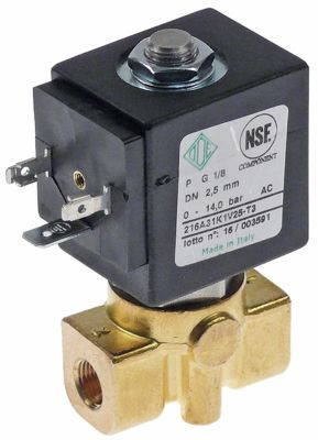 Клапан электромагнитный латунь DN 25мм присоединение 1/8" Д 40мм темп. макс. 160°C