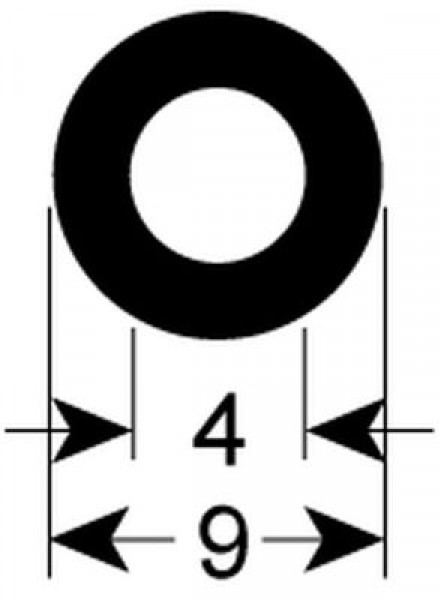 Уплотнитель силикон ø 9мм внутр.ø 4мм Кол-во в уп-вке товар, продаваемый по метрам