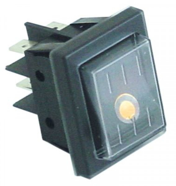 Выключатель балансирный кнопочный монтажные размеры 30x22 мм оранжев. 2NO 230В