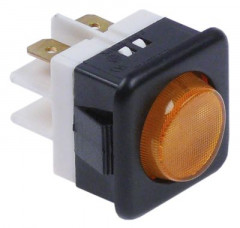 Лампочка сигнальная мм 27,8x25мм 250В жёлт. присоединение плоский штекер 6,3 мм