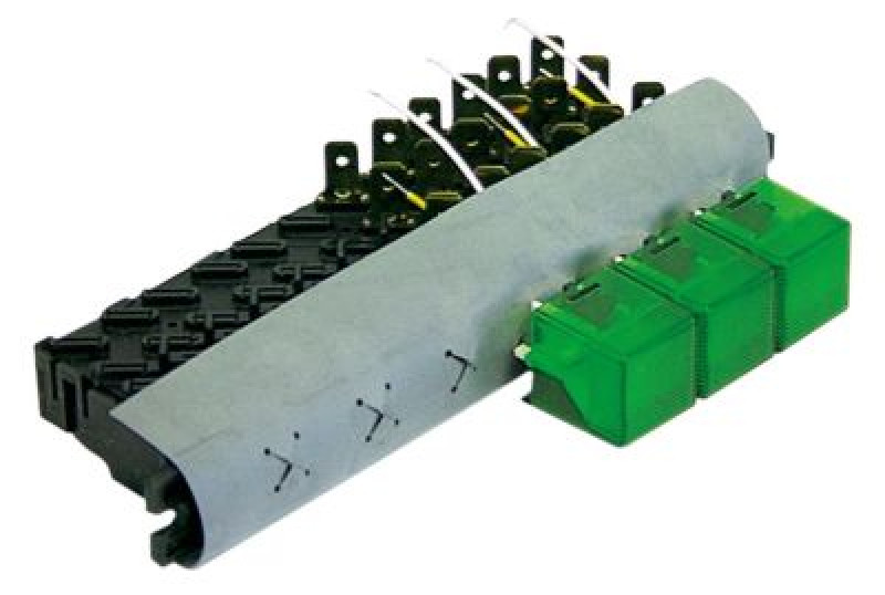 Комплект кнопок монтажные размеры  - зелён.  - 240В присоединение плоский штекер 6,3 мм тройн.  -