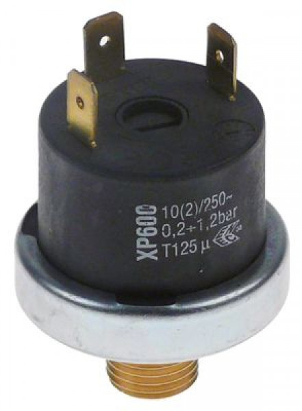 Прессостат присоединение плоский штекер 6,3 мм ø 38мм 250В 1CO 10А диапазон давления 0,2-1,2бар