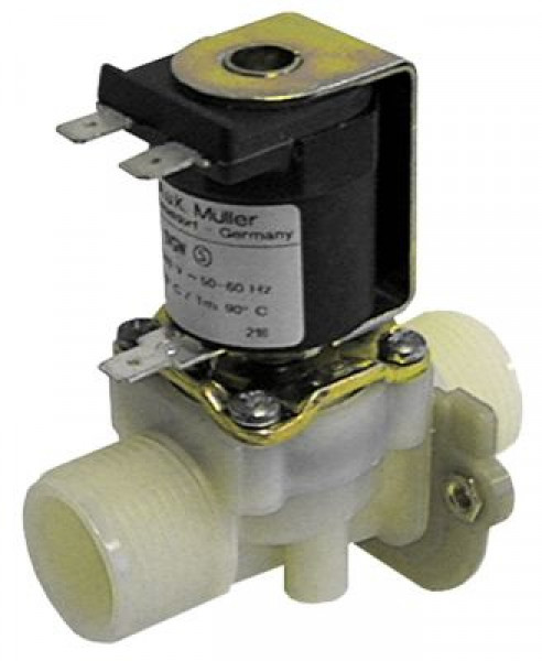 Клапан электромагнитный одинарн. прямой пластмасса темп. макс. 90°C вход 3/4" 230 В перем. тока