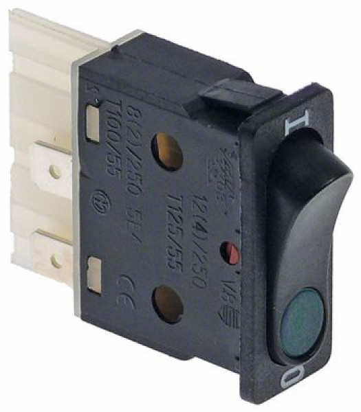 Выключатель балансирный монтажные размеры 34,2x12,6 мм зелён. 2CO 250В