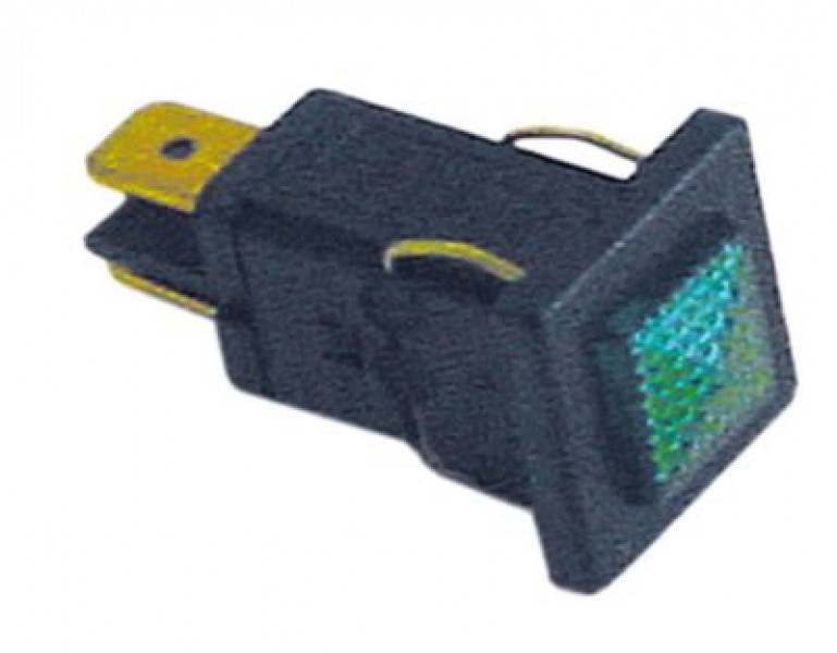 Лампочка сигнальная мм 14x11мм 220В зелён. присоединение плоский штекер 6,3 мм