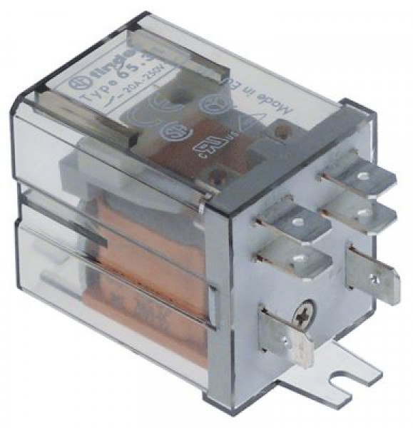 Реле мощности FINDER 230 В перем. тока 20А 1NO/1NC присоединение F6,3 пластинчатый крепёж  2-полярн.