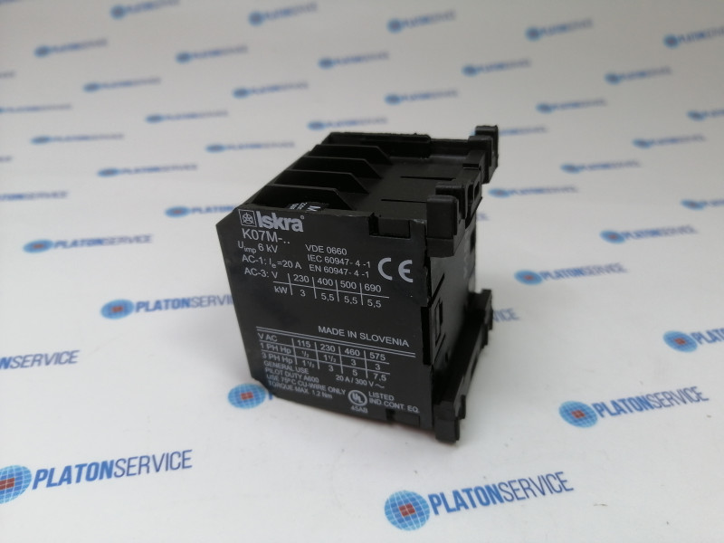 Контактор силовой омническая нагрузка 20А 230 В перем. тока главные контакты 3NO