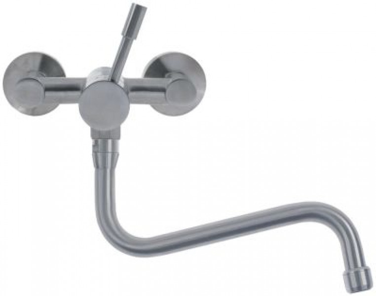 Кран-смеситель однорычажный настенный GEV серия INOX LINE стенка керамический картридж