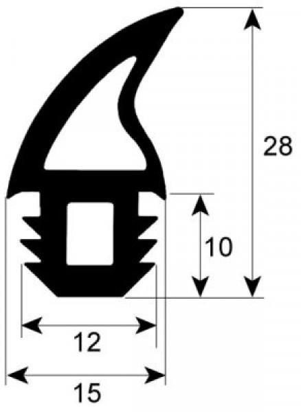 Уплотнитель дверной профиль 2756 Кол-во в уп-вке товар, продаваемый по метрам