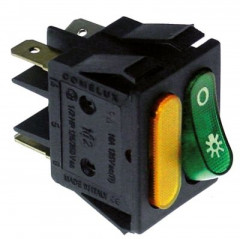 Выключатель балансирный монтажные размеры 30x22 мм оранжев./зелён. 1NO/лампа 250В