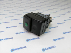 Выключатель кнопочный монтажные размеры 30x22 мм зелён. 2NO 250В