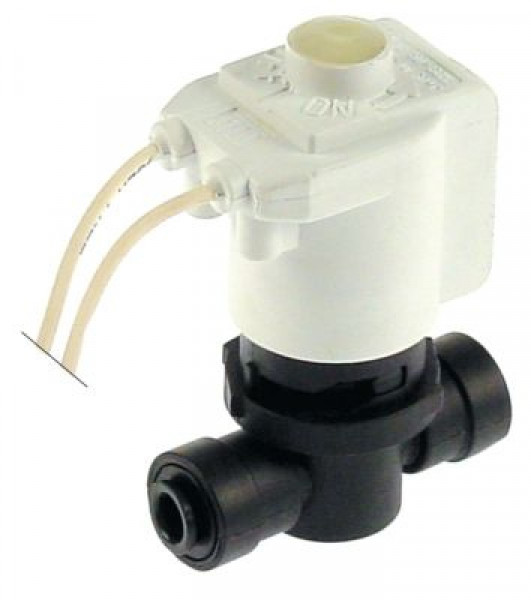 Клапан электромагнитный обезточен. открыт. прямой пластмасса длина провода 600мм вход ø6 мм 230 VAC