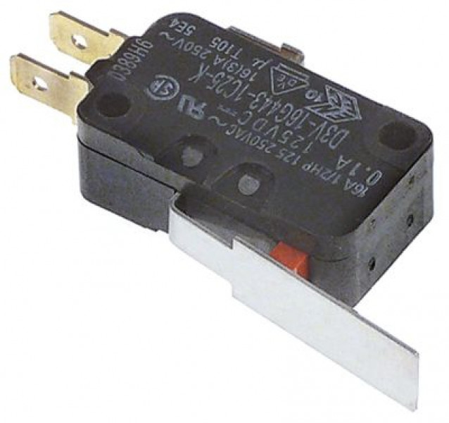 Микровключатель приводится в действие при помощи рычага 250В 16А