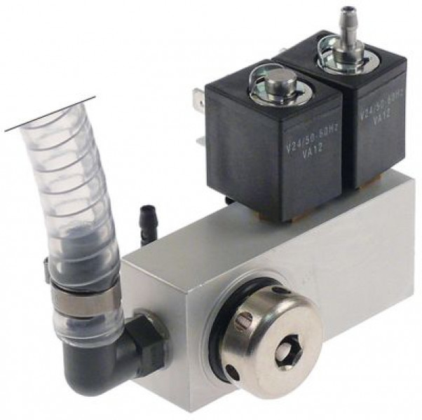 Блок клапана электромагнитного 2 катушки выход 105мм резьба 1/2" вход 1/2" 24 В перем. тока