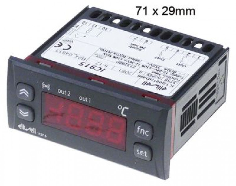 Регулятор электронный 12/24В мм 71x29мм Pt100/TC (J,K) сборка вмонтирование выходы реле 2