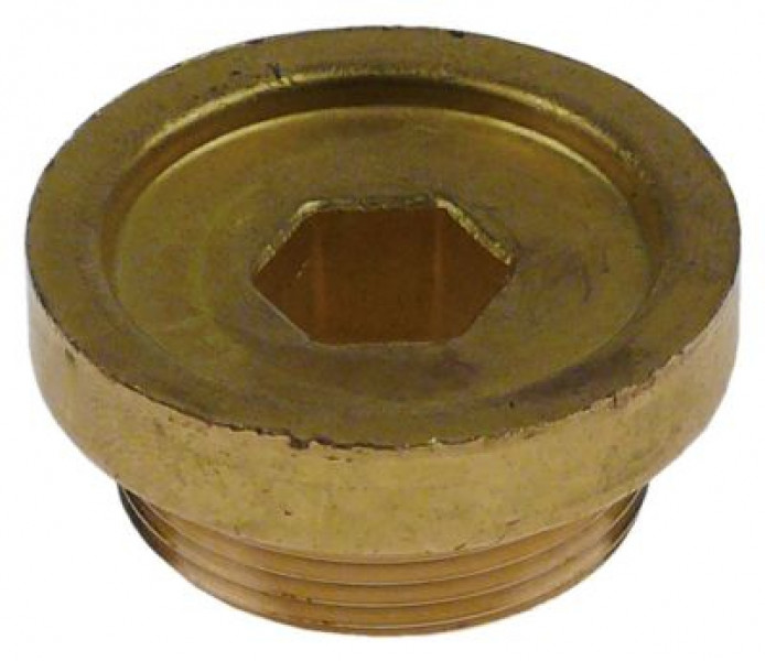 Колпачок навинчивающийся  резьба M30x1,5 латунь внутр.ø 15мм Д 21мм ширина зева ключа 12