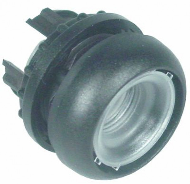 Выключатель нажимной кнопочный чёрн. фиксирующ. освещаем.  - без линзы кнопки
