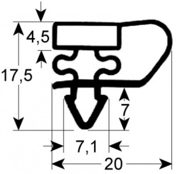 Уплотнитель изоляционный профиль 9153 Ш 491мм Д 752мм посадочный размер сер.