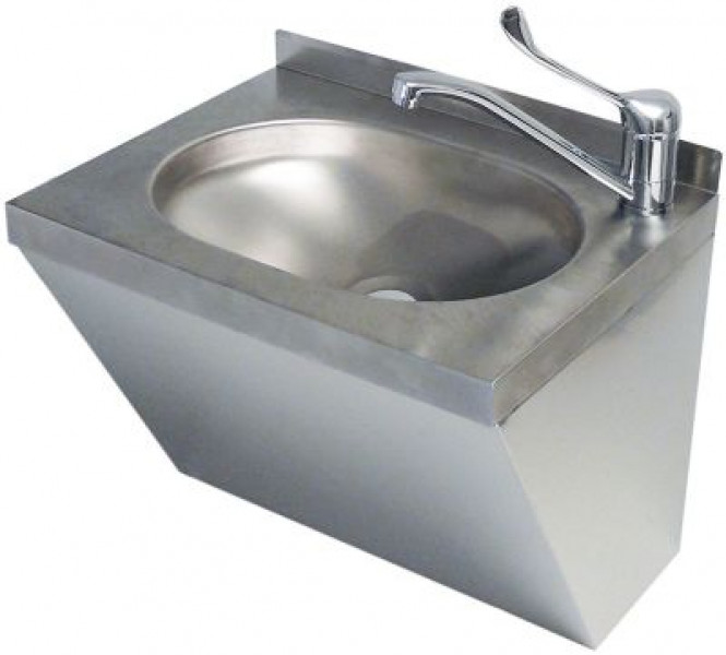 Раковина Ш 500мм Г 400мм нержавеющая сталь В 390мм с одноблочным однорычажным краном-смесителем