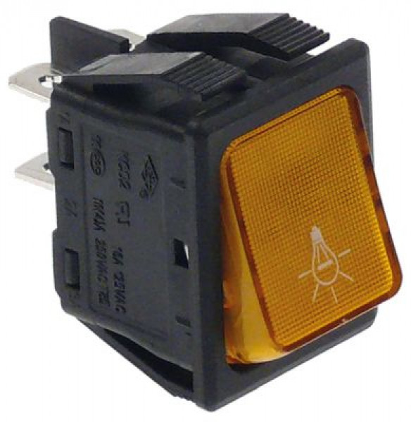 Выключатель балансирный монтажные размеры 30x22 мм оранжев. 2NO 250В