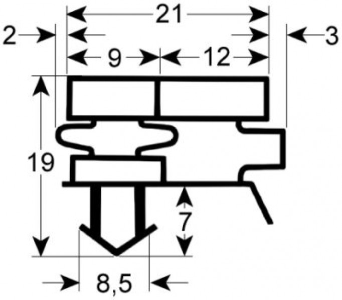 Уплотнитель изоляционный профиль 9148 Ш 545мм Д 650мм посадочный размер