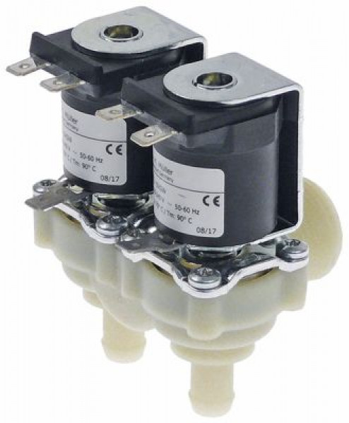 Клапан электромагнитный двойн. углов. пластмасса темп. макс. 90°C вход 3/4"