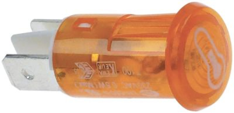 Лампочка сигнальная ø 12мм 400В жёлт. присоединение плоский штекер 6,3 мм термометр