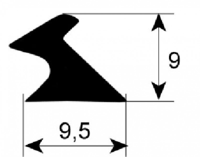 Уплотнитель для стекла профиль 1895 Д 3000мм монтаж. поз-ция снаружи Кол-во в уп-вке 1