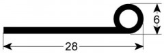 Уплотнитель дверной Д 450мм В 6мм Ш 28мм с 5тью отверстиями Кол-во в уп-вке 1