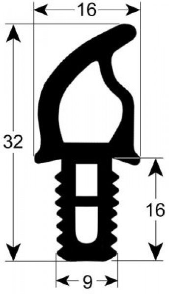 Уплотнитель дверной профиль 2744 Кол-во в уп-вке товар, продаваемый по метрам