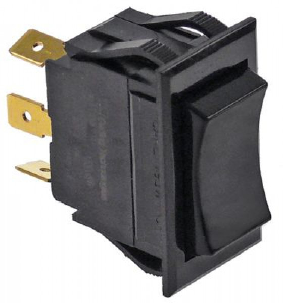 Выключатель балансирный монтажные размеры 37x21 мм чёрн. 1CO 250В присоединение плоский штекер 6,3 мм