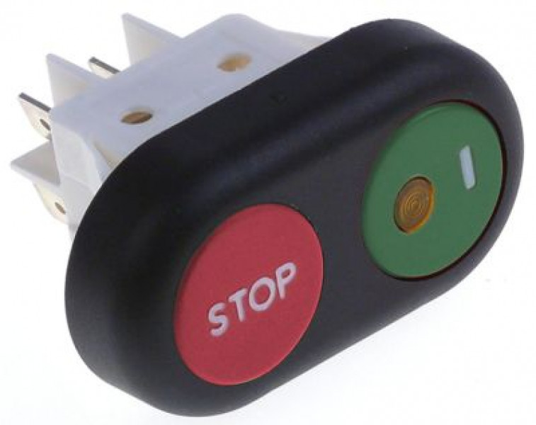 Выключатель кнопочный монтажные размеры 30x22 мм красн./зелён. 2NO 250В